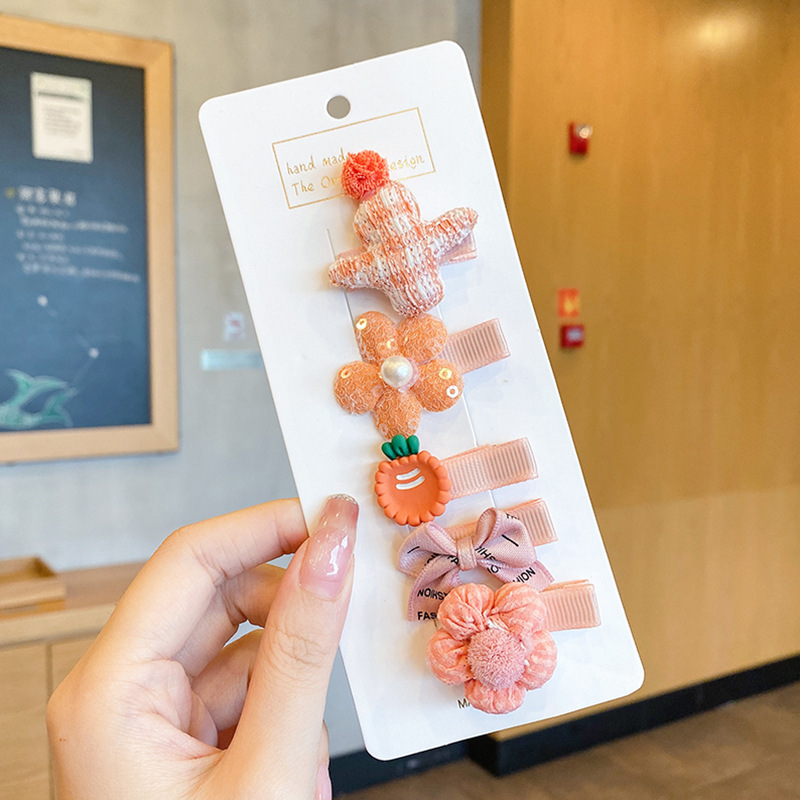 Niños lindos flores de dibujos animados clip para el cabello bebé pequeño clip no lastimar el cabello de la tela de la niña clip de borde de la mejilla