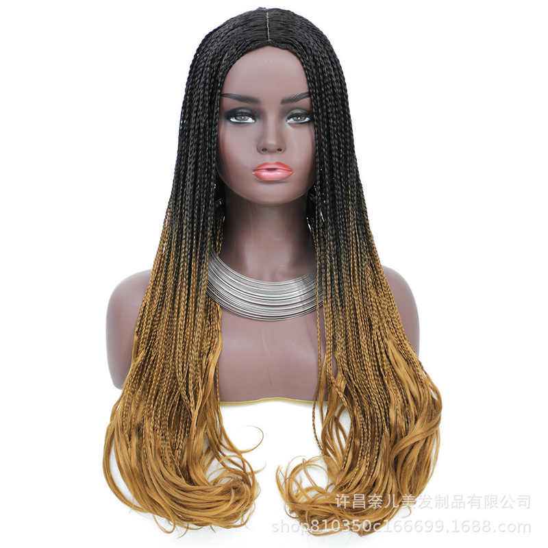26 "long three-strand braid big curly hair cover dirty braid scalp headgear African crochet wig long Dreadlock Wigs