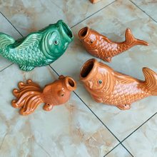 陶瓷金鱼出水口鱼嘴排水口鲤鱼阳台装饰鱼吐水鱼屋顶排水喷水佛山