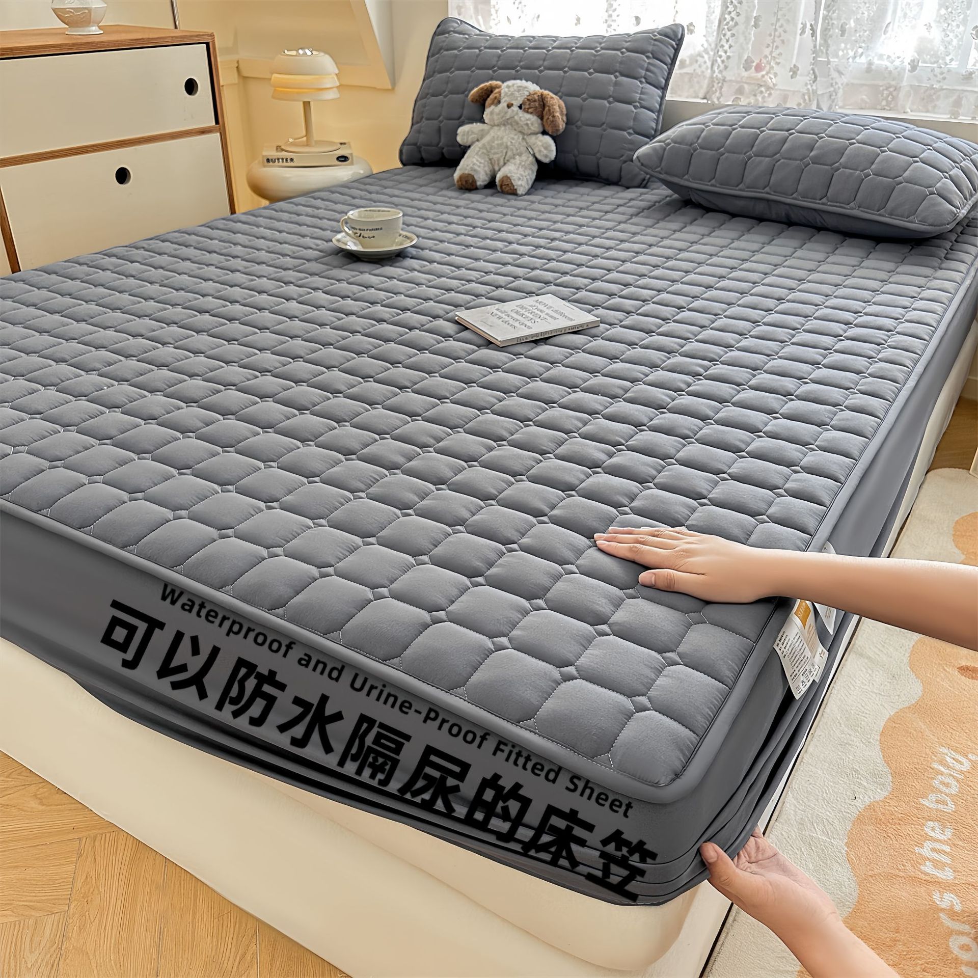 Todo incluido Cama de diafragma impermeable clase A Casa de algodón puro grado madre y bebé dormir desnudo máscara de cama de algodón antibacteriano cubierta de colchón una sola pieza