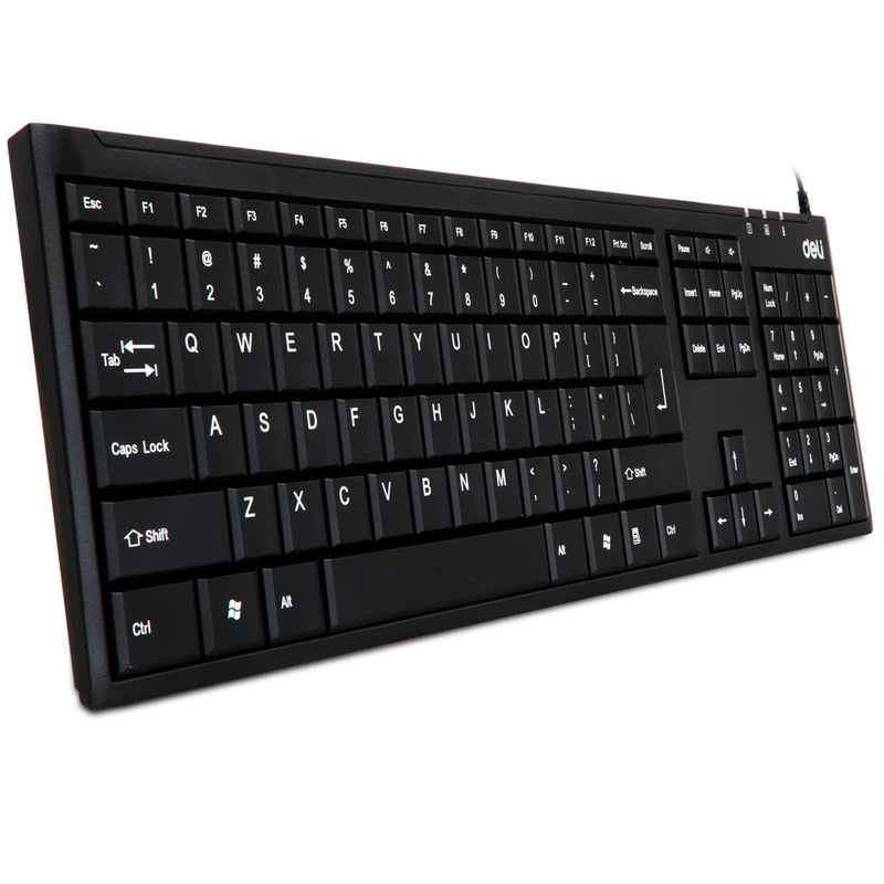Deli 3712 wired keyboard (black) (only) mute key waterproof protection leak hole design durable low noise