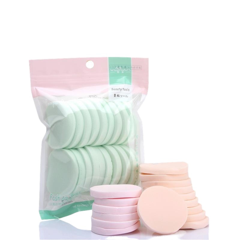 YUHAN de 20 piezas de hojaldre de polvo hidrófilo de agua grande cuadrado redondo húmedo y seco de doble uso de maquillaje puff Y0137
