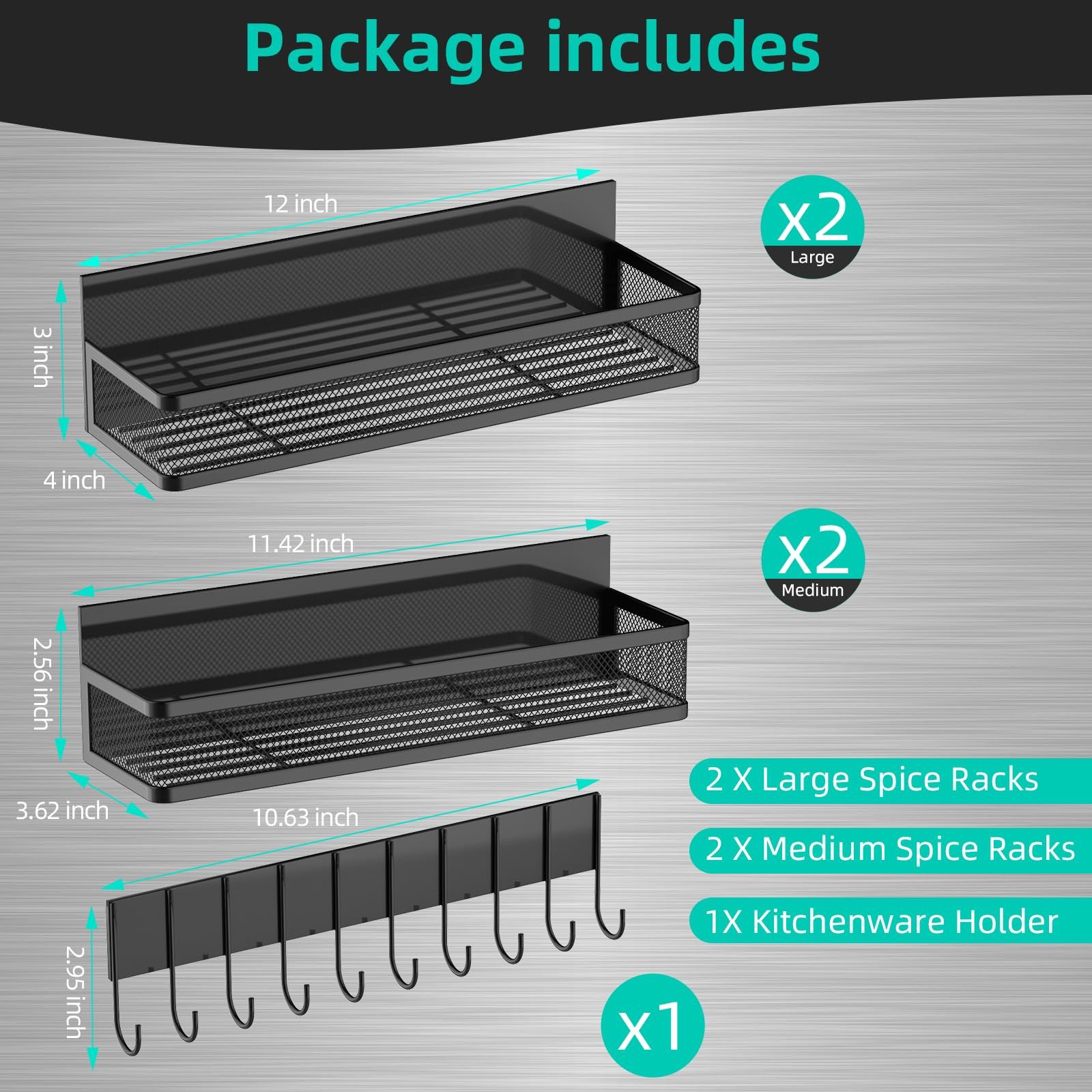 Rack de condimento de absorción negra Amazon hierro forjado sin perforación cocina refrigerador lateral condimento de absorción de almacenamiento rack