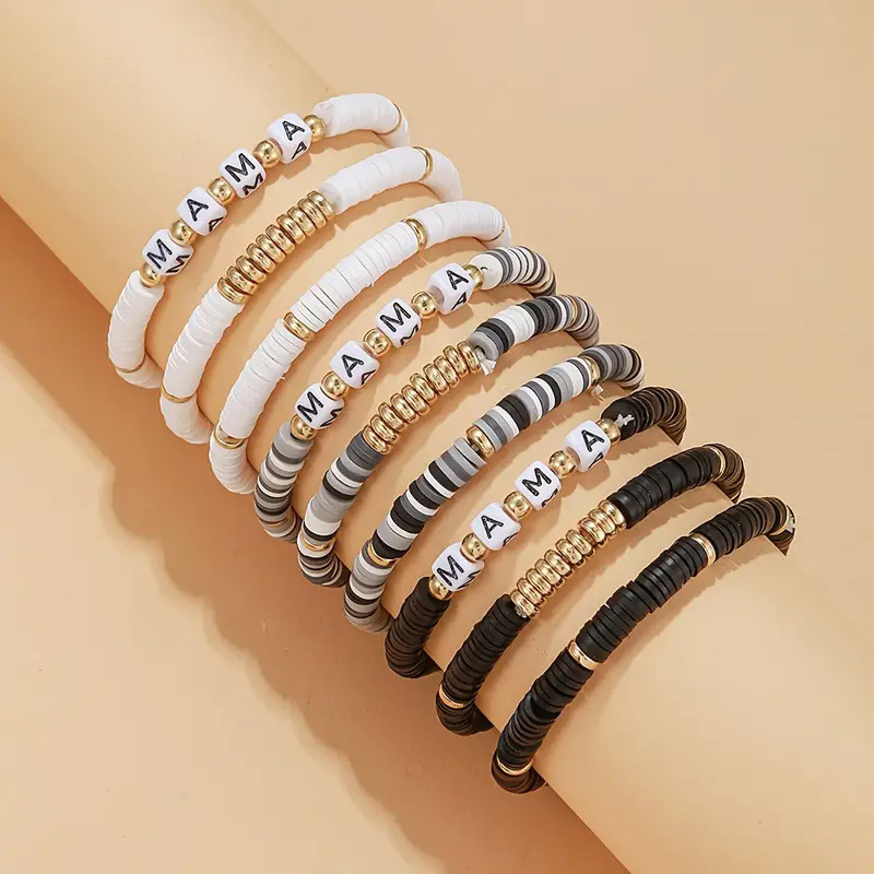 Europe and the United States cross-border multi-piece soft ceramic rice beads CCB beaded bracelet suit fashion Joker explosions luminous love English