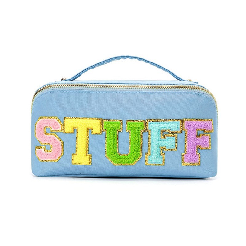 Amazon Nylon Towel Embroidered Letters Women's Cosmetic Bag Large Capacity Waterproof Toiletries Bag Travel Storage Bag Portable Amazon Nylon Towel Embroidered Letters Women's Cosmetic Bag Large Capacity Waterproof Toiletries Bag Travel Storage Bag Portable
