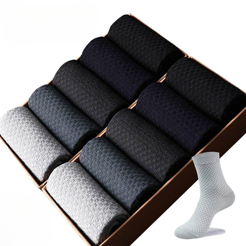 Spring and Summer Large Size Bamboo Fiber Socks for Men, Breathable, Sweat-Absorbent Cotton Socks, Deodorant Summer Men's Socks, Casual Thin Mid-Calf Socks