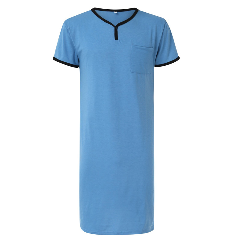 Transfronterizo Amazon Delgado alargado transpirable camisón suelto manga corta pijamas amigables con la piel de los hombres camiseta europea y americana Home wear