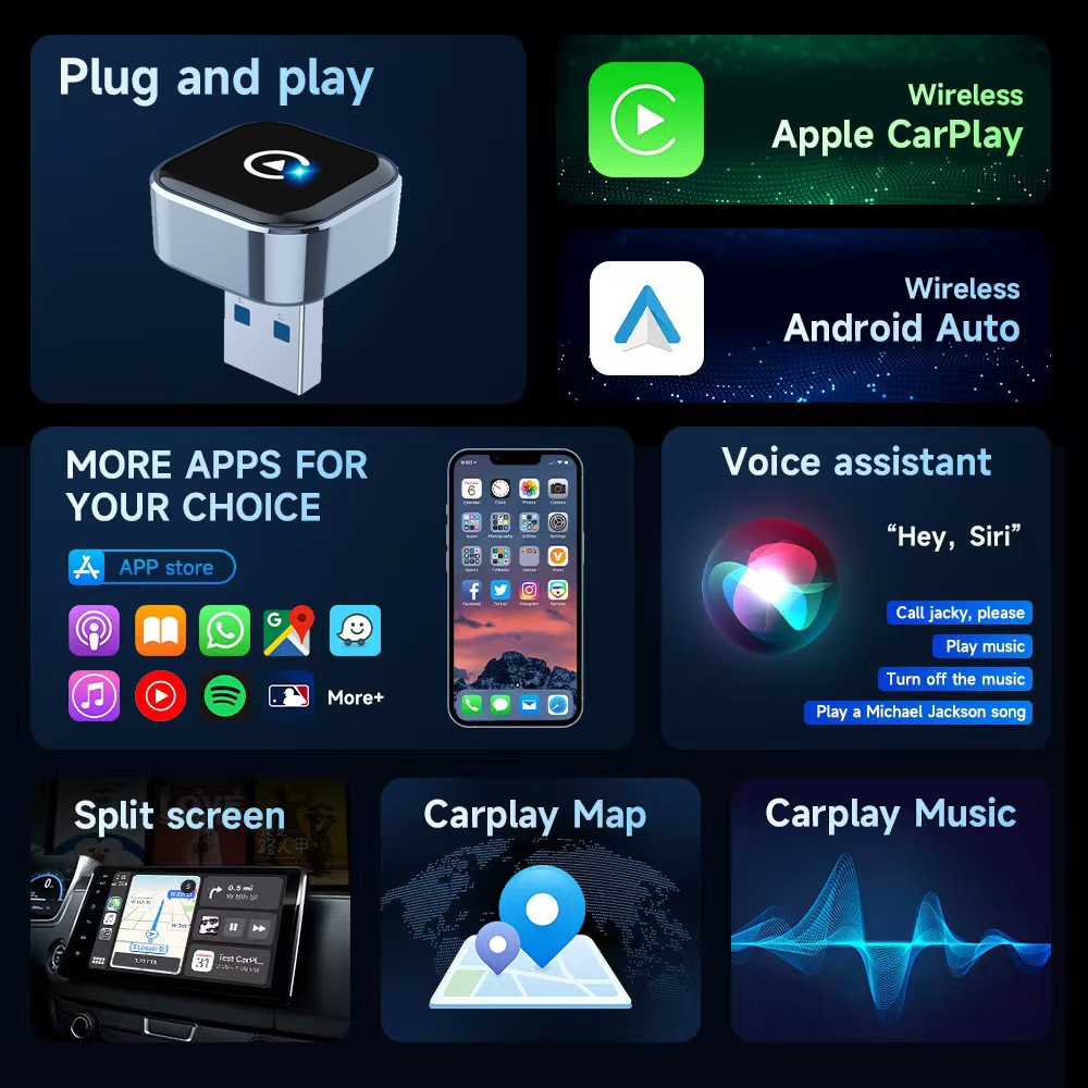 Cross-Border Wired-To-Wireless Carplay Car Connectivity Box Module Smart Android Auto Carplay Box