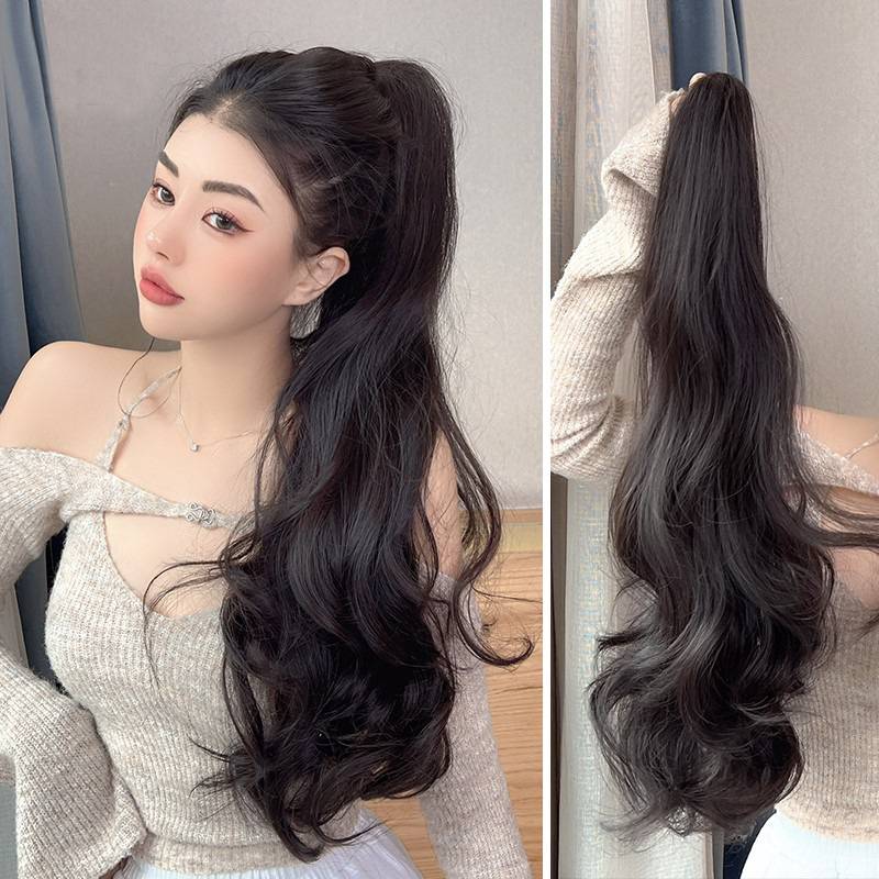 Conni Wavy Large Ponytail Wig for Women - Natural Long Curly Hair with Clips, Perfect for Fashion and Styling