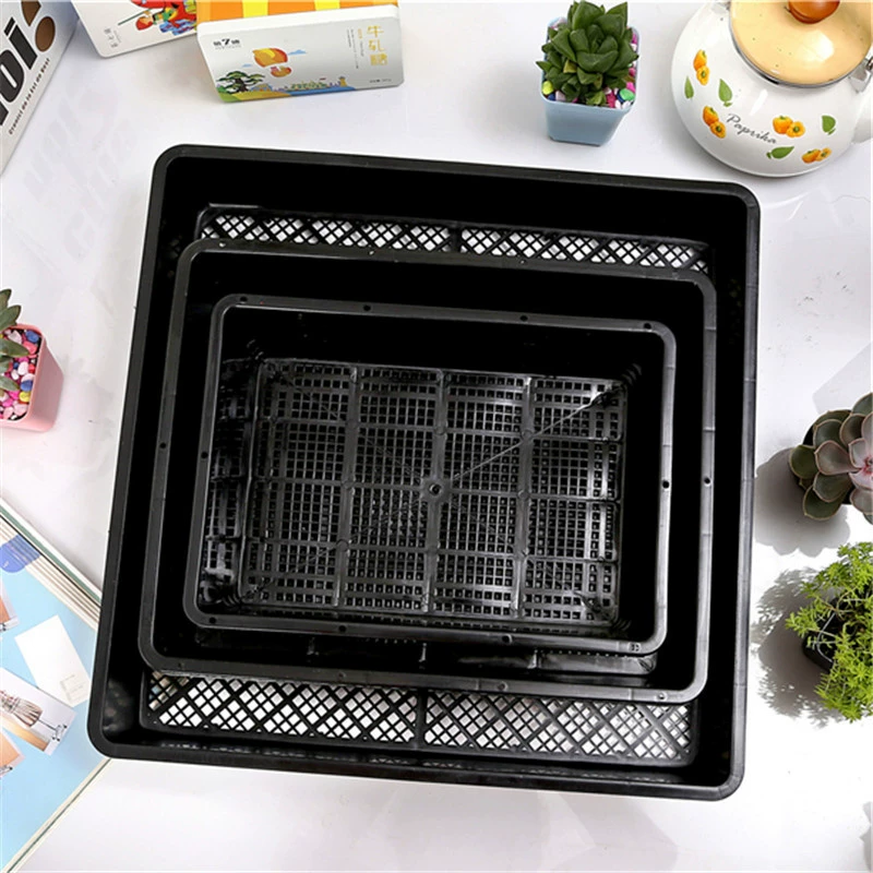 Горшок с мясистыми листьями Маленький черный квадратный горшок для рассады Отделочная коробка Прямоугольный пластиковый горшок Лоток для рассады оптом