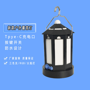 Cross-Border Wholesale New Outdoor Retro Camping Lamp Night Fishing Night Market Stall Portable Long-Life Lighting Flame Lamp