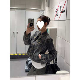 初秋短款牛仔外套女春秋新款小个子宽松复古蓝时尚洋气高工厂批发