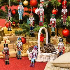 クリスマス木製装飾品クリスマス木製ペンダントくるみ割り人形飾り木製吊りパーティーホーム装飾