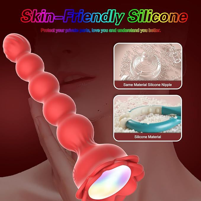 Glowing Remote Control Rose Anal Plug Prostate Massager Vibrator_voghion.com