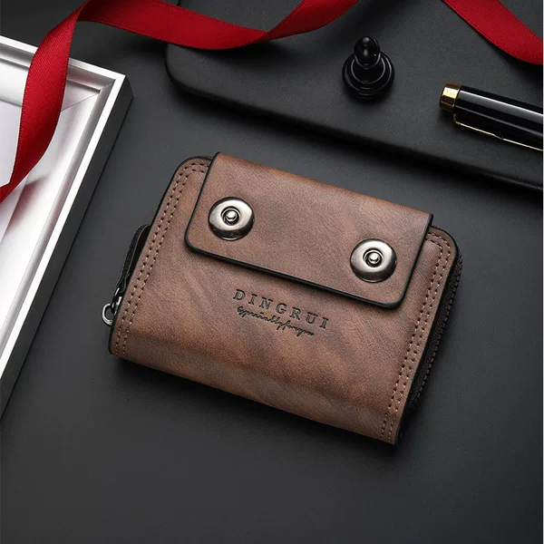 2026 New Model Men's Short Accordion-Style Double-Clasp Large-Capacity Multifunctional Casual Card Holder in Stock from the Manufacturer