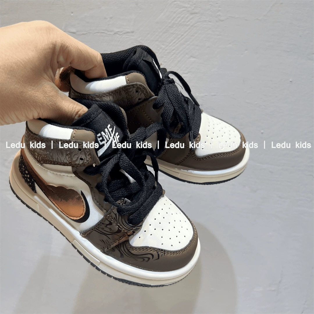 Air Jordan, детская спортивная обувь, демисезонная нескользящая баскетбольная форма для мальчиков, высокие кроссовки, мягкая подошва