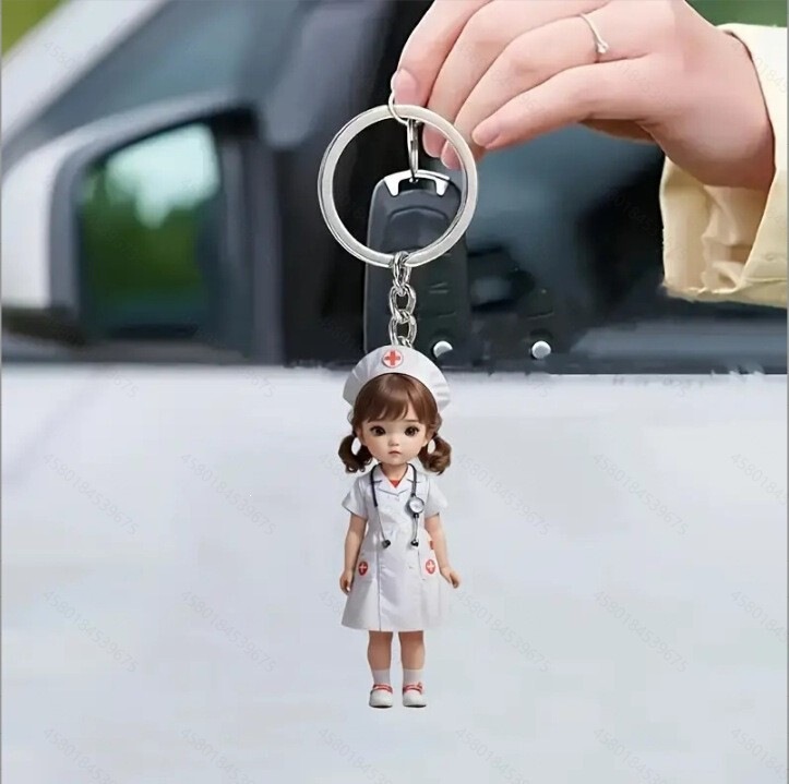 Cross-Border New Acrylic Flat Doctor/Nurse Style Keychain Car Interior Backpack Decoration Pendant Cross-Border New Acrylic Flat Doctor/Nurse Style Keychain Car Interior Backpack Decoration Pendant