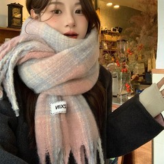 2025新款格子围巾女冬季韩系高级感学生情侣百搭保暖防寒围脖披肩