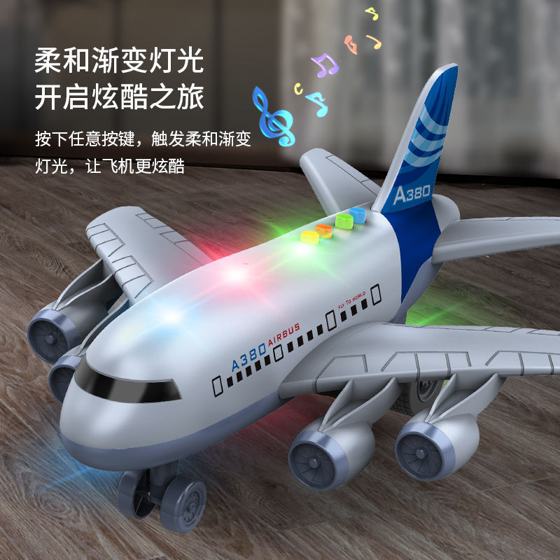 Juguetes de aviones acústicos y ópticos para niños modelo de simulación de aviones A380 modelo de inercia al por mayor del mercado nocturno