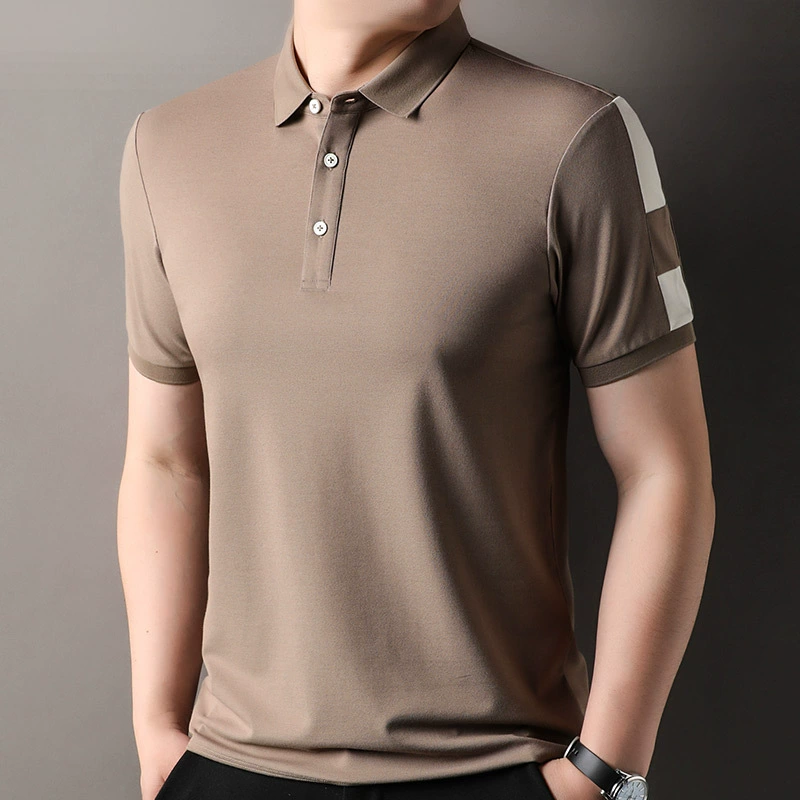 Summer silk short sleeve T-shirt, universal fashionable quality cotton polo