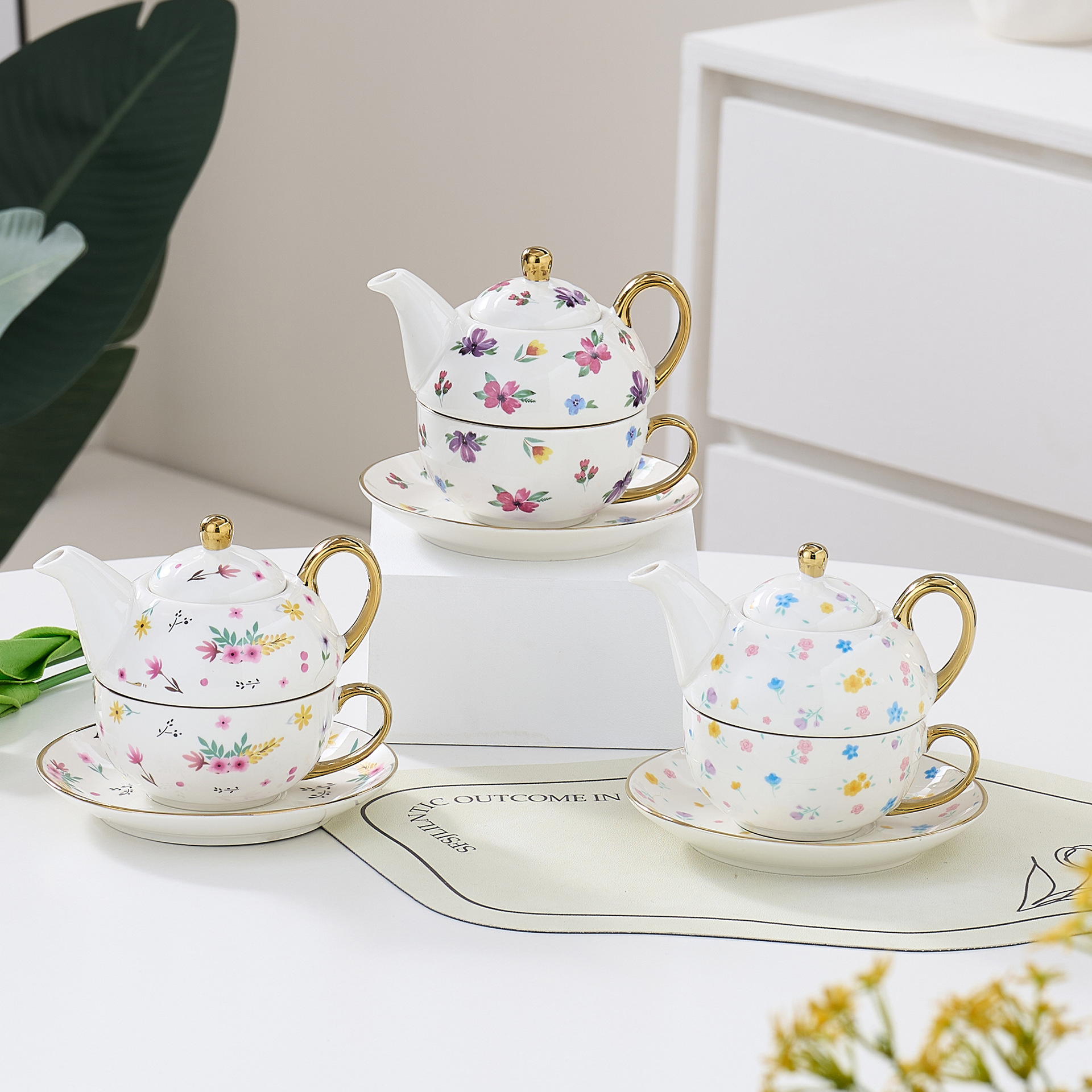 Juego de té de cerámica de oro transfronterizo