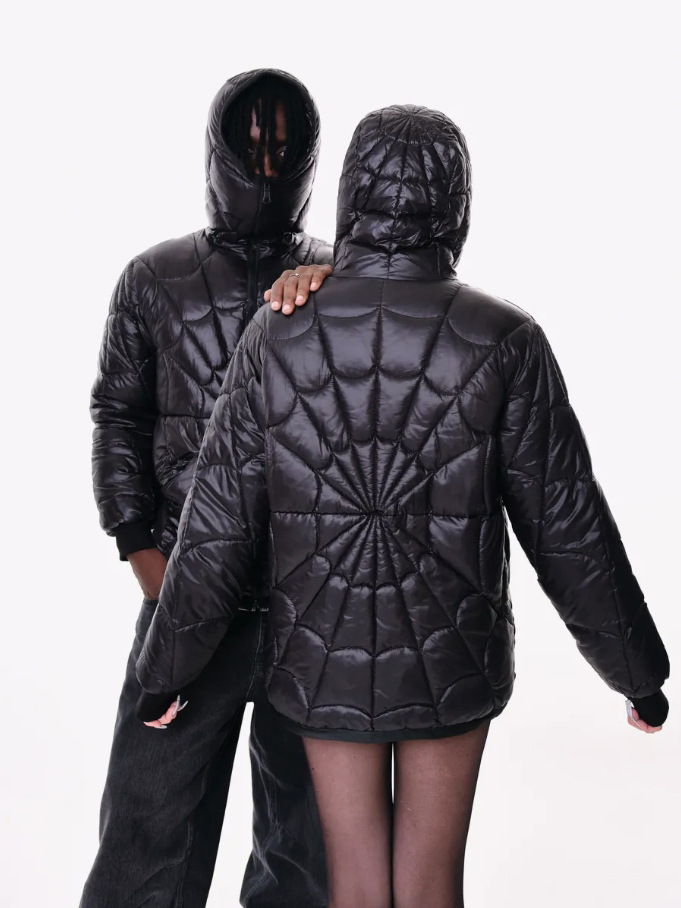 2025 otoño y invierno nuevo chaqueta negra Spider-Man encapuchado grueso y cálido chaqueta con cremallera universal para hombres y mujeres