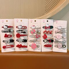 女孩红色波点发夹儿童刘海BB夹前额侧边碎发鸭嘴夹不伤发发卡头饰