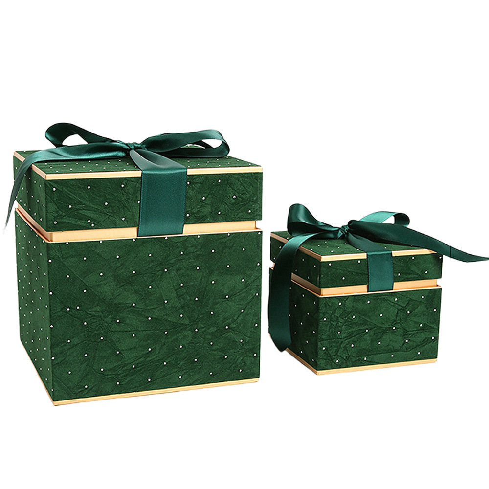 Red caliente tela de terciopelo de diamante caja de regalo de Navidad de alta calidad caja de flores de manzana material de embalaje floral