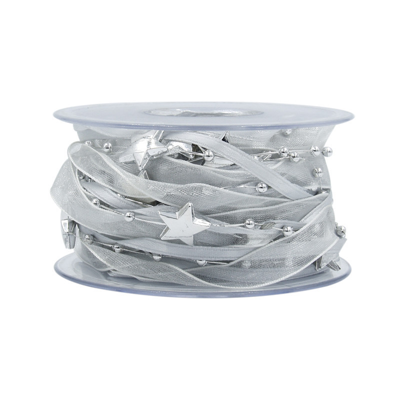 Transfronteriza estrella de cinco puntas cuentas de alambre de plástico cinta de gasa flor regalo embalaje cinta árbol de Navidad cinta decorativa