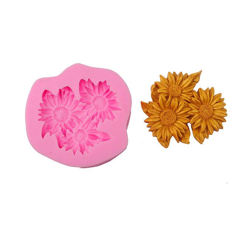 Creativo tridimensional Rosa peonía flor aromaterapia molde de yeso girasol loto chocolate fondant molde de la torta
