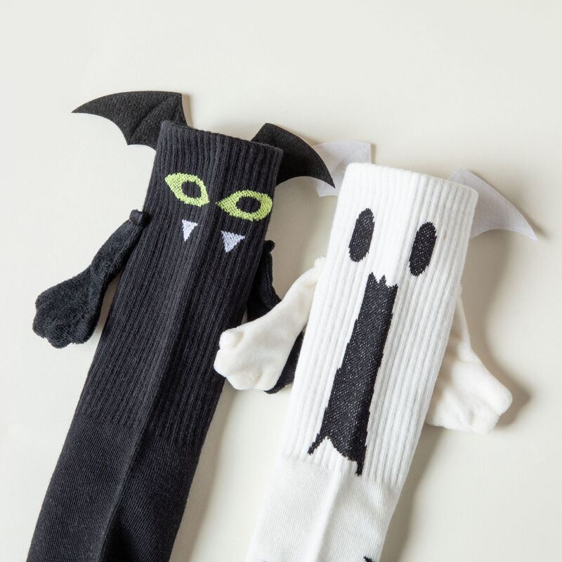 Halloween socks ghost magnetic holding socks cross-border Amazon cute funny bat socks cotton socks