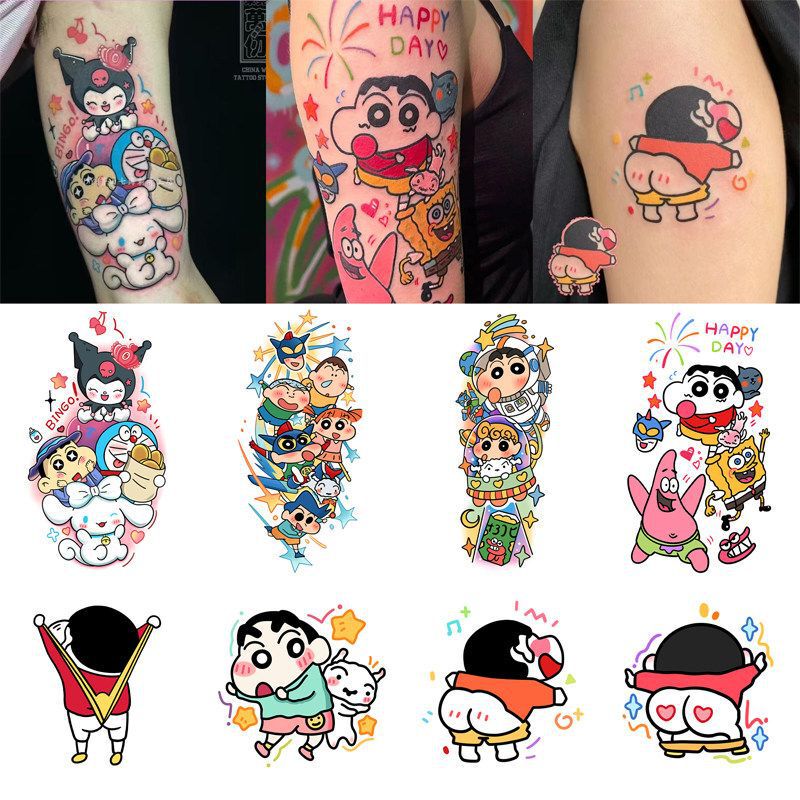 Cute Cartoon Crayon Shin-Chan Waterproof Tattoo Stickers for Women and Men, Long-Lasting Personalized Ins-Style Colorful Realistic Flower Arm Stickers Cute Cartoon Crayon Shin-Chan Waterproof Tattoo Stickers for Women and Men, Long-Lasting Personalized Ins-Style Colorful Realistic Flower Arm Stickers