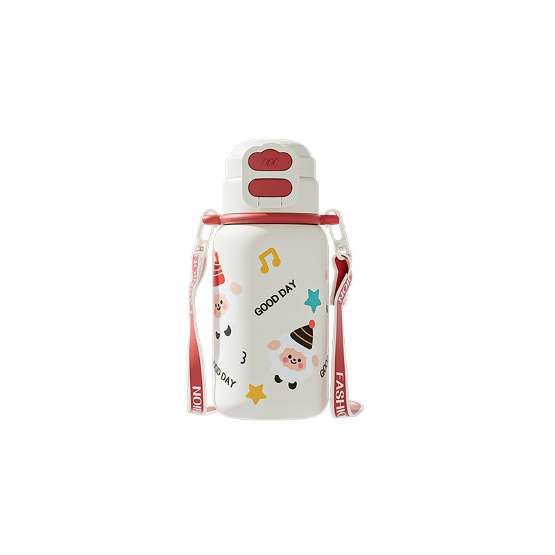 Nuevo tipo de dibujos animados dos bebidas taza de aislamiento para niños de alta capacidad de taza de paja portátil encantadora taza de agua de aislamiento para estudiantes