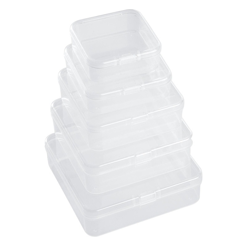 Accesorios para los oídos cuadrados transparentes PP transfronterizos, piezas de aparejos de pesca, caja pequeña vacía, caja de almacenamiento, caja de plástico, caja de embalaje