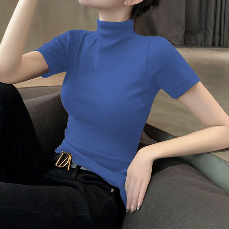 Azul marinho [meia gola alta – mangas curtas] modal / S [menos de 85 libras]