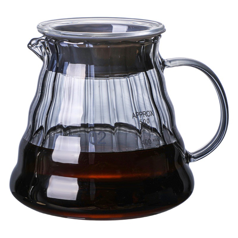 Producto de patente humo gris cafetera filtro de vidrio V60 Filtro de embudo de café taza compartir olla juego de café