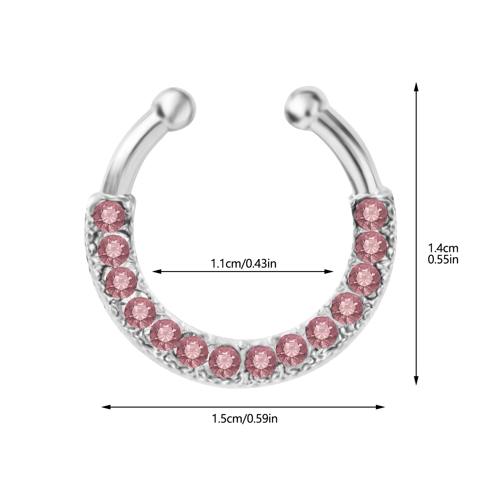 Næsepiercing i rustfrit stål geometrisk ring med diamant_voghion.com