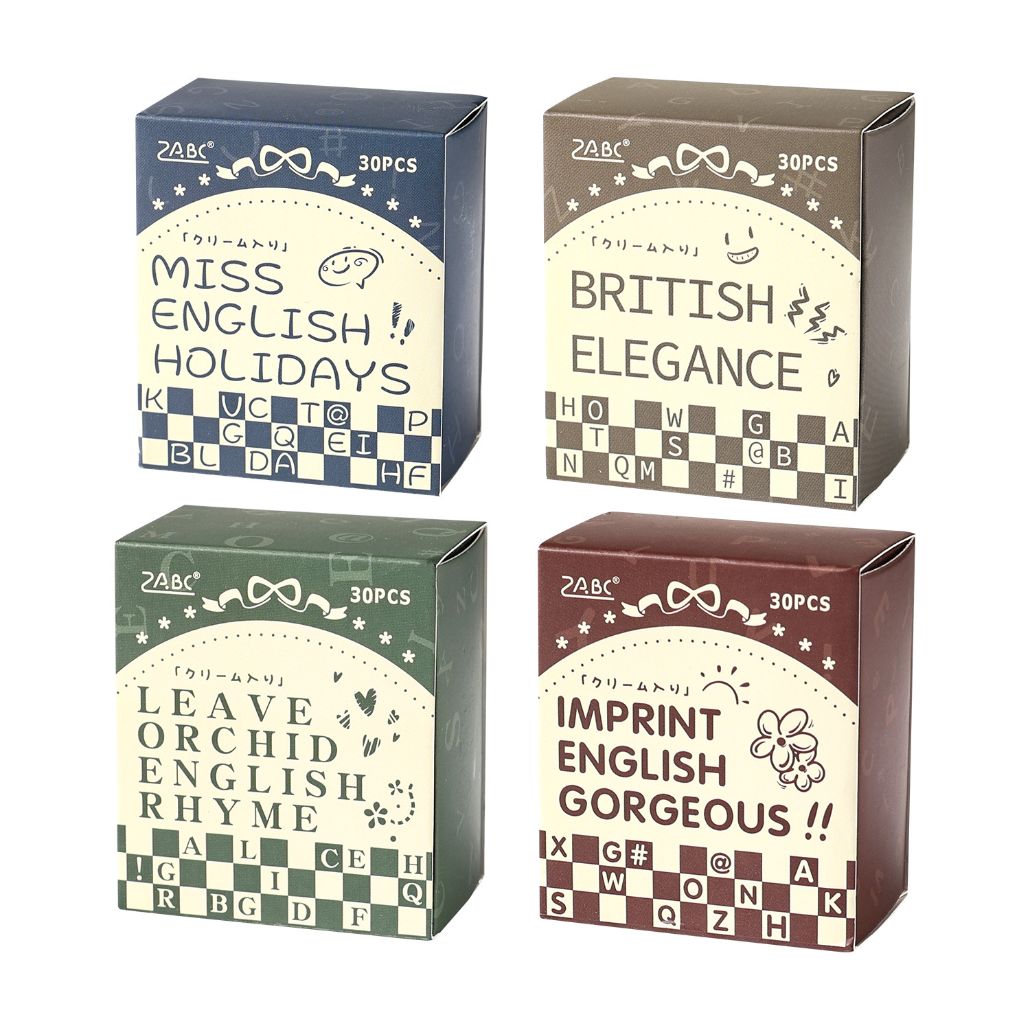 English Years Series Lotus Wood Sello de madera Diy Decoración de cuenta manual Frotamiento Conjunto de sello de madera retro transfronterizo