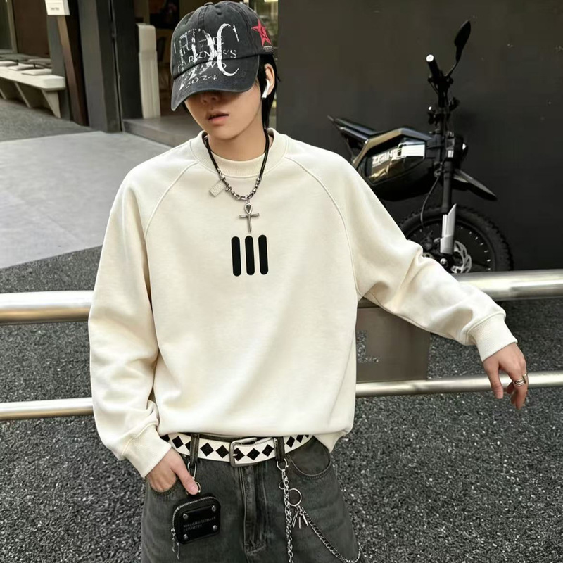 Autumn and winter fleece-lined crew neck men's sweatshirt essentials high street heavyweight couple's fog sub-line American trendy youth style