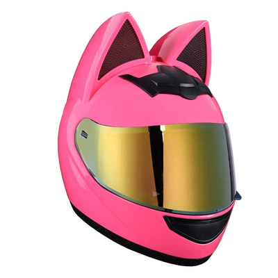 Motosiklet kaskı (dəbilqə) – Universal Helmet for Men and - pink-cat-gold-plated-lenses-s