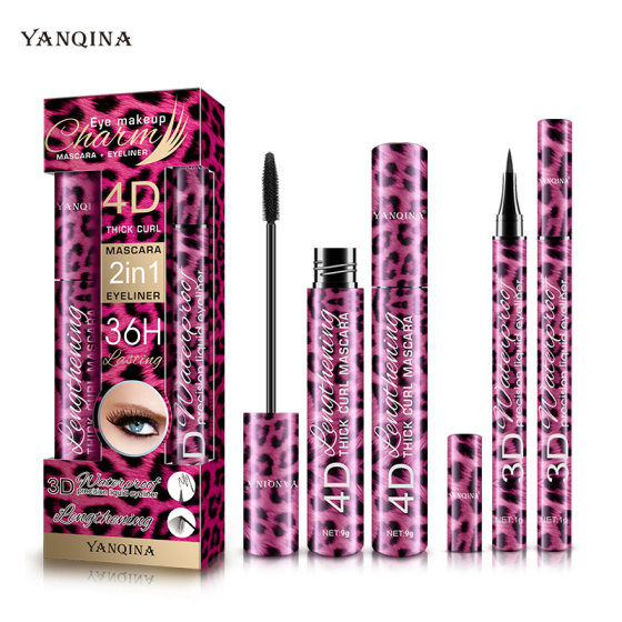 YANQINA eyeliner + mascara set does not faint long curly thick mascara eyeliner glue pen wholesale
