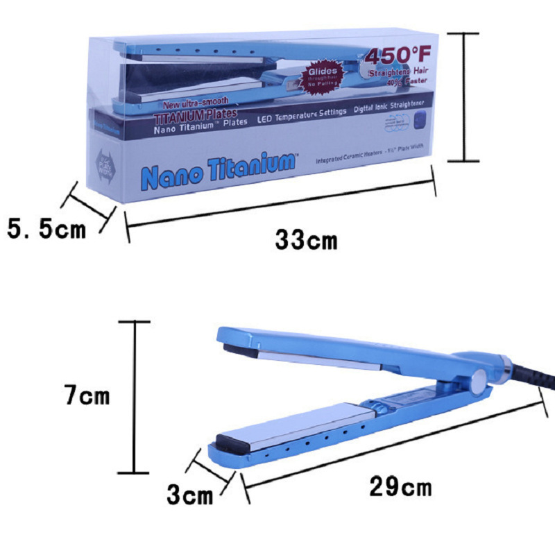 Straight Hair and Curly Hair Dual-Purpose Splint Cross-Border Wholesale Blue Hair Straightener Fast Heating Portable Hair Straightening and Curling Iron Manufacturer