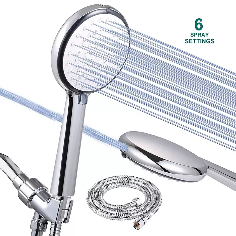 跨境热销6档手持喷枪花洒浴室增压淋浴喷头卫生间冲洗器ABS电镀