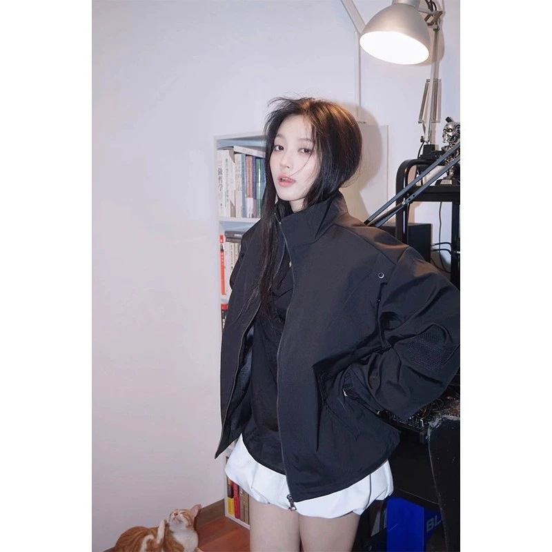 American Short Bomber Flight Jacket Men's Spring & Fall Trendy Brand Stand-Up Collar Harrington Work Jacket Couple Baseball Uniform American Short Bomber Flight Jacket Men's Spring & Fall Trendy Brand Stand-Up Collar Harrington Work Jacket Couple Baseball Uniform