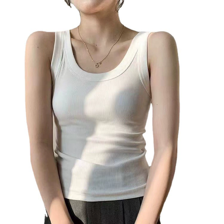 С sleeveless Tank Top с встроенными чашками, базовая футболка весна–лето, легкая дышащая