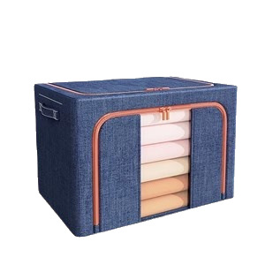 Caja de almacenamiento de algodón y lino doméstico, tela plegable, marco de acero, caja de almacenamiento de ropa, caja de acabado de gran capacidad, tamaño súper grande