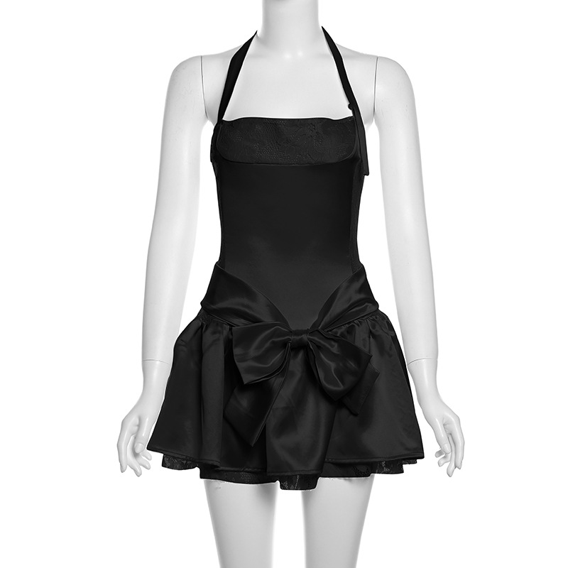 Summer Women Clothing Sexy Bow Halter Backless Slim Dress Women