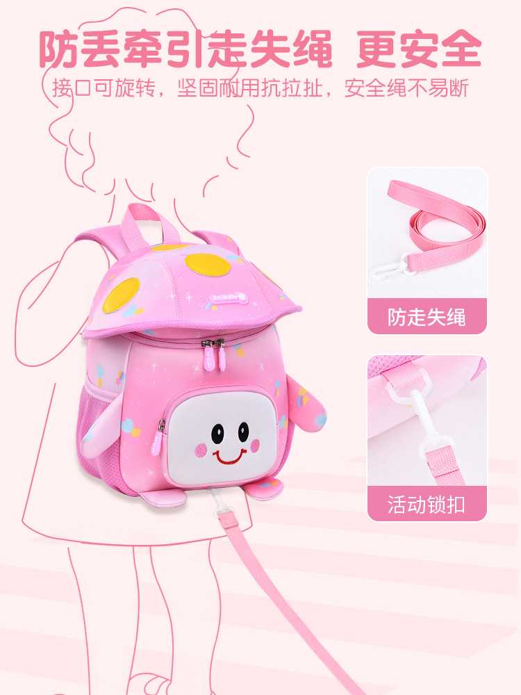 Nuevo kindergarten schoolbag niño lindo bolsa de setas material de buceo mochila para niños mochila chica mini bolsa