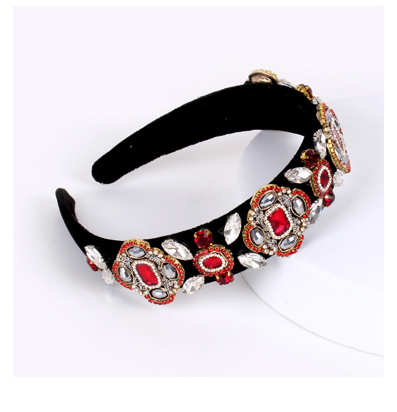 Women'S Gender Inlay Design Baroque Style Style Baroque Style U Shape Sponge Inlay Rhinestones Pearl Hair Band 1 Piece