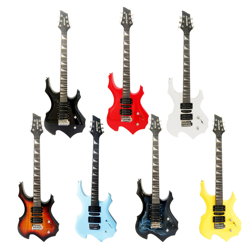 Nuevo conjunto de guitarra eléctrica con llama de forma especial de 24 productos, introducción al aprendizaje, conjunto de guitarra para principiantes, altavoz al por mayor